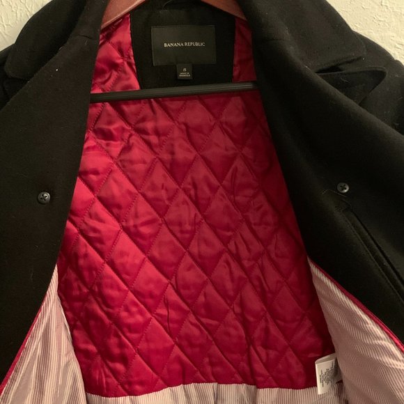 Banana Republic Men's Black Wool Peacoat (S) - Picture 4 of 7